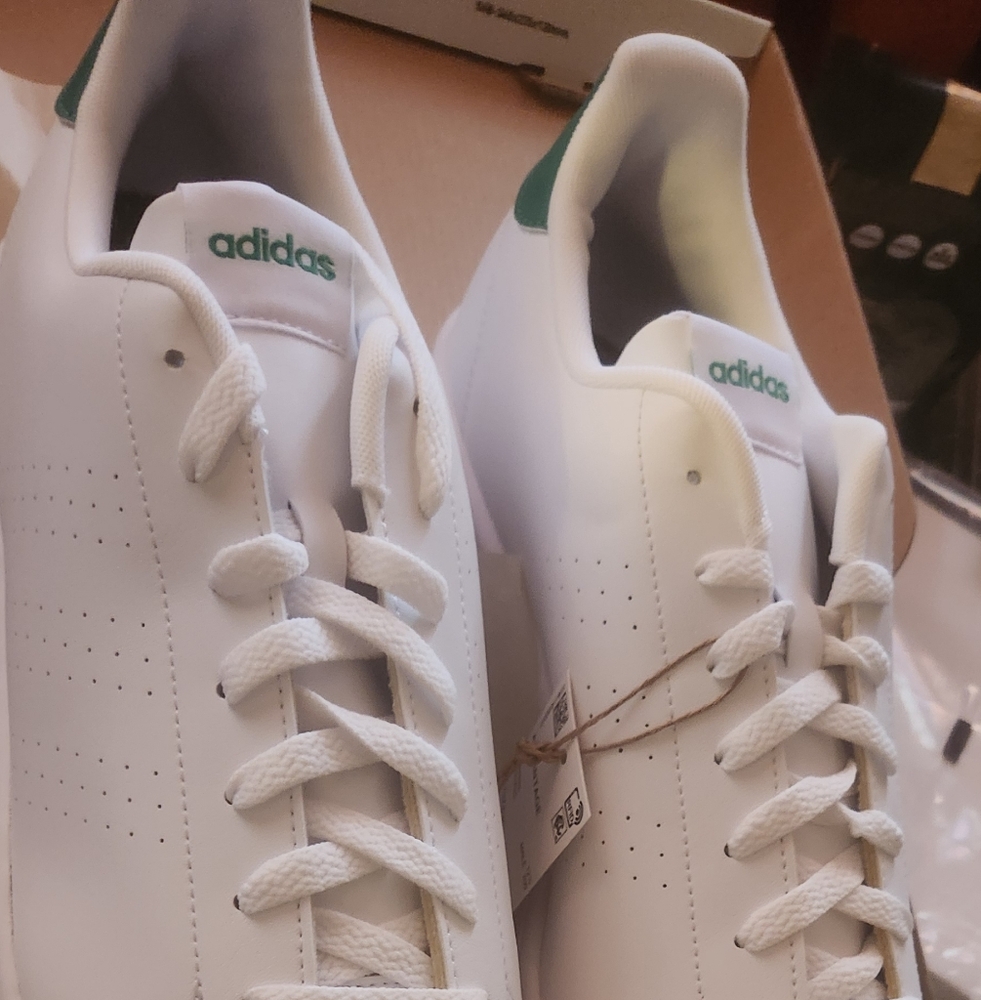 Mens white on white Adidas Sneakers
